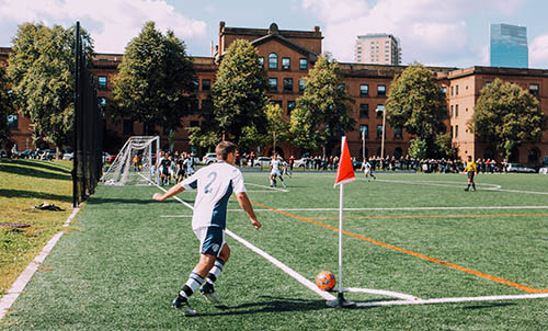 recreational soccer corner kick