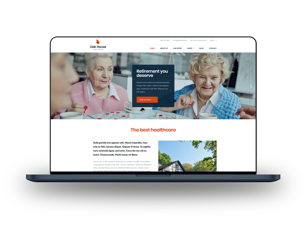 Retirement home assisted living website design