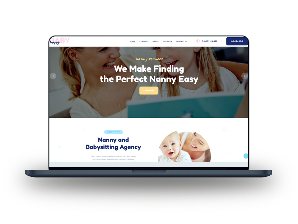 Nanny babysitting website on a laptop