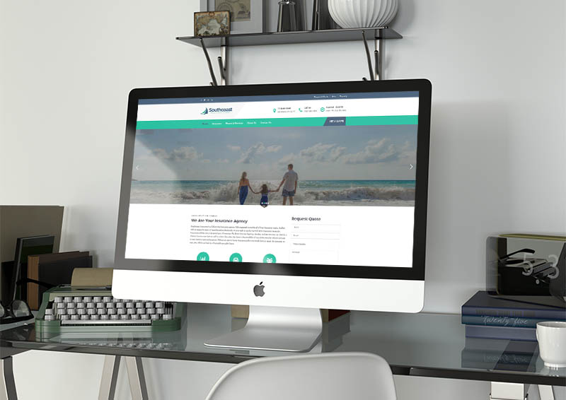 Southcoast Insurance Website on Desktop in home office