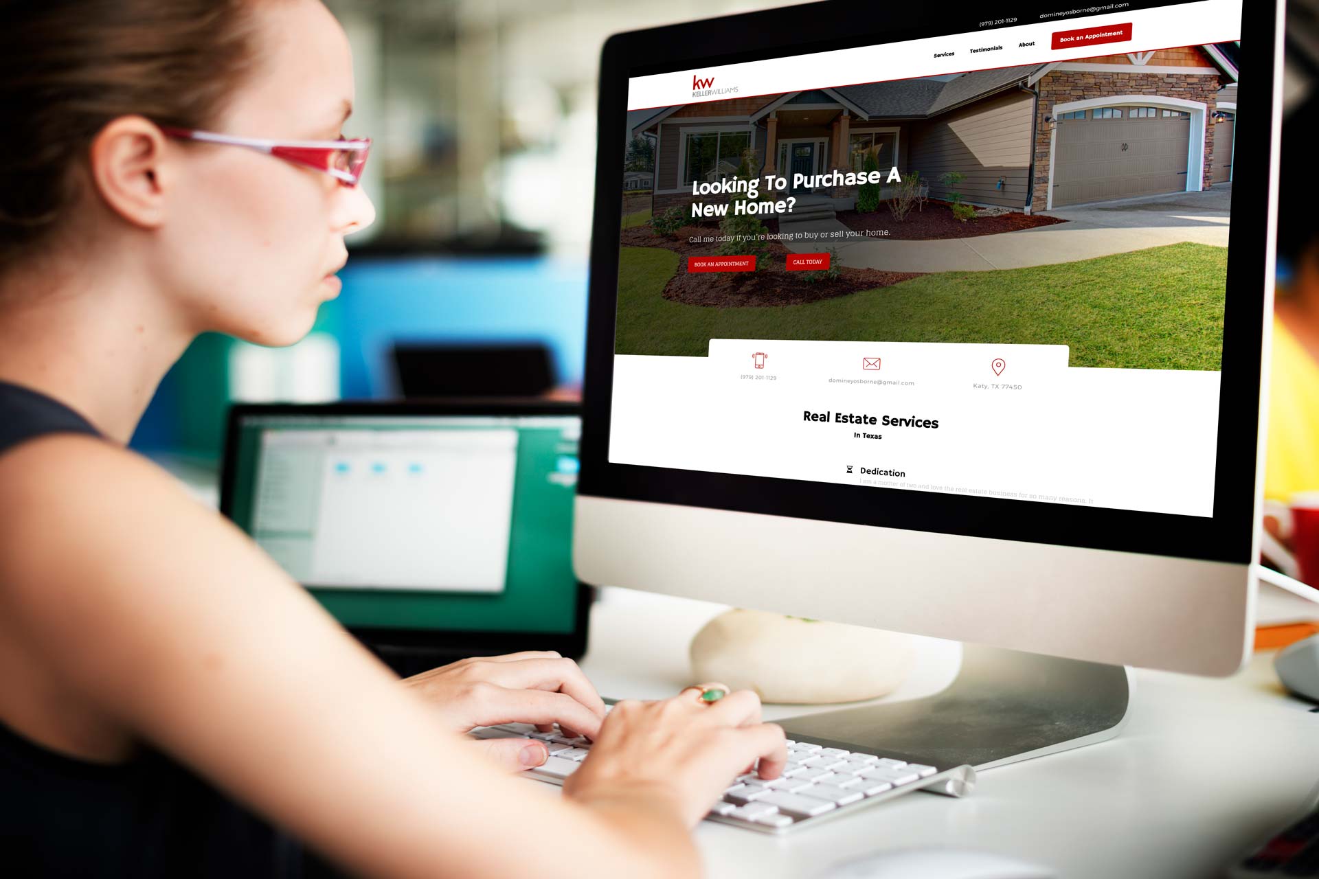 real estate website design on desktop